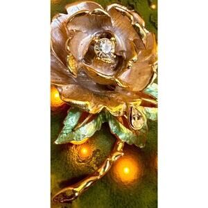 England’s Rose Signed Graziano 1997 Princess Diana Vintage Rhinestone Brooch